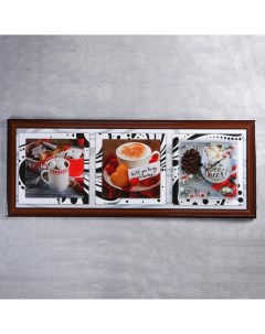 Часы картина настенные серия Кухня Кофе 35 х 100 см Сюжет