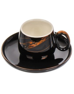 Набор кофейный керамика 12 предметов на 6 персон 90 мл Черный мрамор Y4 6607 Nobrand