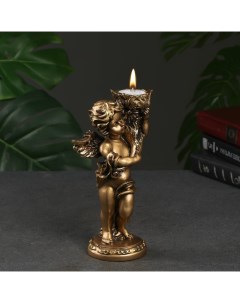 Подсвечник Ангелочек в левой руке золото 14х8х22 см для свечи d 3 5 см Хорошие сувениры