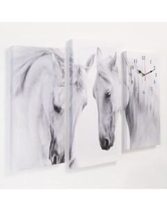 Часы настенные модульные серия Животные Лошади 60 х 80 см Сюжет