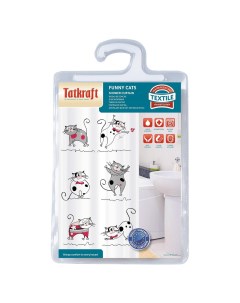 Штора для ванной Funny Cats Textile белый с рисунком Tatkraft