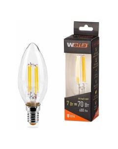 Лампа светодиодная Филамент 25YCFT7 E14 3000K 7 Вт свеча Wolta