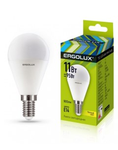 Лампа светодиодная Е14 G45 11W 95W 220V теплый Ergolux