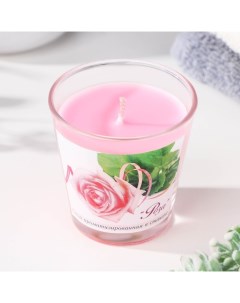 Ароматическая свеча в стакане Роза 6 5х6 5 см 10 ч 165 г розовая Омский свечной