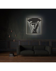 Декоративное панно на стену с белой подсветкой мужчина с сигаретой 80х76 Moretti