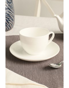 Чашка чайная с блюдцем 8x9 см белый фарфор 7262966 Coincasa