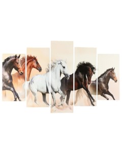 Модульная картина Скачущие кони 2 25х50 2 25х67 25х80 см 80х140 см Nobrand