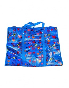 Двухслойная прочная хозяйственная сумка на молнии 70х22х52 см Цвет Синий Рисунок Lov Nobrand