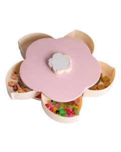 Раздвижная менажница Цветок 5 отделений Candy Box для сухофруктов и конфет розовый Nobrand