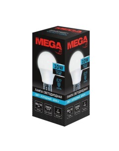 Лампа светодиодная Mega 10 Вт E27 4000K грушевидная нейтральный белый свет 1053692 Promega jet