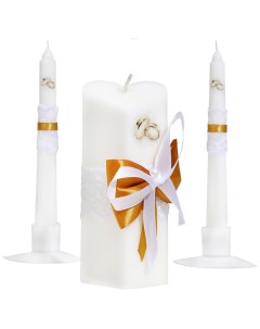 Набор свечей Кружевной с бантиком золотой домашний очаг 6 8х15см родительские 1 8х17 5 Мастерская «свечной двор»