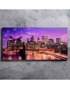 Часы картина настенные серия Город Бруклинский мост 40 х 76 см Сюжет