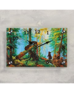 Часы настенные серия Животный мир Медведи в лесу 20х30 см Сюжет