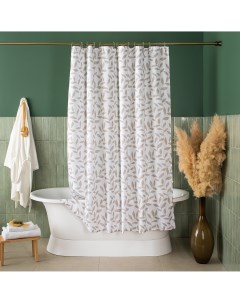 Занавеска штора Tree для ванной комнаты тканевая 180х180 см белая серая Verran