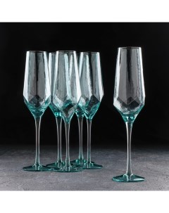Набор бокалов для шампанского Дарио 180 мл 7x20 см 6 шт цвет изумрудный Magistro