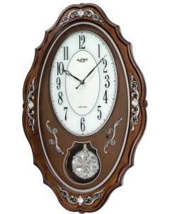 Кварцевые музыкальные настенные часы с боем CMJ462CR06 с деревянным корпусом Rhythm