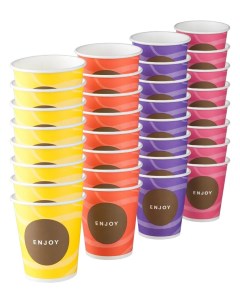 Стакан бумажный ENJOY разноцветный для горячих напитков 1 сл D80 мм 200 мл 50 шт Huhtamaki