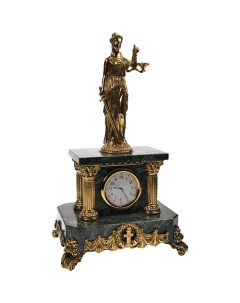 Настольные часы Фемида из бронзы и змеевика 27 см Baojuzi