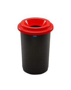 Ведро для мусора 50 л Eco bin чёрный бак с красной воронкообразной крышкой Plafor
