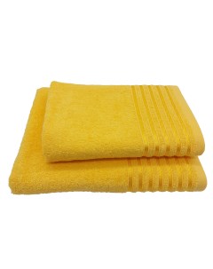 Набор из двух банных махровых полотенец Бриз желтый размеры 50x80см 70x130см полосы Casa conforte