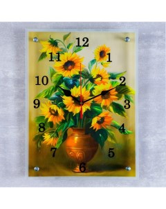 Часы настенные серия Цветы Желтые цветы в вазе 30х40 см Сюжет
