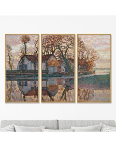 Репродукция картины на холсте из 3 х частей Farm near Duivendrecht 1916г 157х105см Картины в квартиру