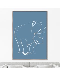 Репродукция картины на холсте Rhino on blue Размер картины 75х105см Картины в квартиру