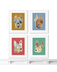 Набор из 4 х репродукций картин в раме Happy dogs No4 Размер каждой картины 42х52см Картины в квартиру