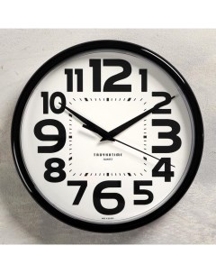 Часы настенные серия Классика плавный ход d 23 cм черные Troyka
