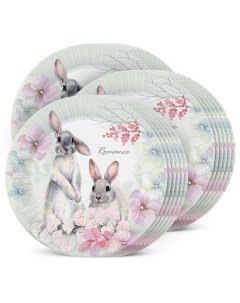 Набор бумажных тарелок Кролики пастель d 230 мм 18 шт Nd play
