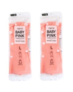 Перчатки хозяйственные розовые L 2 шт Myungjin