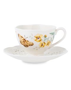 Чашка чайная с блюдцем Бабочки на лугуЖелтушка 240 мл Lenox