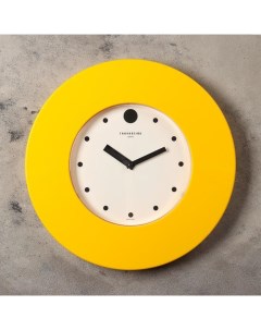 Часы настенные серия Классика плавный ход d 37 см широкий желтый обод Troyka
