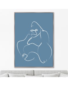 Репродукция картины на холсте Gorilla on blue Размер картины 75х105см Картины в квартиру