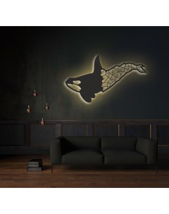 Декоративное панно на стену с желтой подсветкой кит 95х55 Moretti