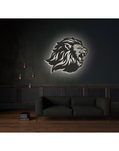 Декоративное панно на стену с белой подсветкой лев 60х50 5 Moretti