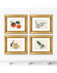 Набор из 4 х репродукций Persimmons kuwai bulbs etrog and gourds 1885г 40 5х50 5см Картины в квартиру
