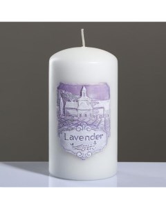 Свеча цилиндр ароматическая Лавандовое поле 8x15 см белая Trend decor candle