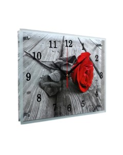 Часы настенные серия Цветы Красная роза 30х40 см Сюжет