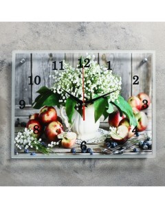 Часы настенные серия Цветы Цветы и яблоки 30х40 см Сюжет