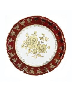 Блюдо 30 см круглое Фредерика Золотая роза красная 165748 Мам декор