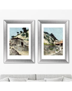Набор из 2 х репродукций картин в раме Landscape with Water Mill 1871г 50 5х70 5см Картины в квартиру