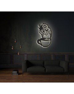 Декоративное панно на стену с белой подсветкой сова 80 50 Moretti