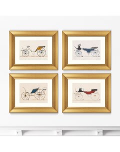 Набор из 4 х репродукций картин в раме Design for Pony 1876г Размер каждой 40 5х50 5см Картины в квартиру