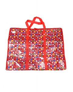 Двухслойная прочная хозяйственная сумка на молнии 70х22х52 см Цвет Красный Рисунок С Nobrand