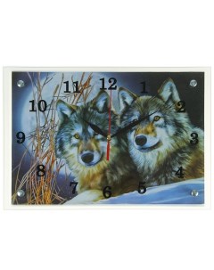 Часы настенные серия Животный мир Два волка 20х25 см Сюжет
