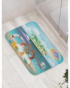 Коврик противоскользящий Морской набор для ванной сауны бассейна 77х52 см Joyarty