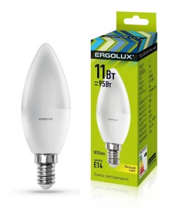 Лампа светодиодная E14 C35 11W 95W 220V теплый Ergolux