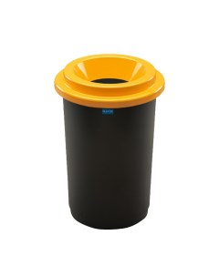 Ведро для мусора 50 л Eco bin чёрный бак с жёлтой воронкообразной крышкой Plafor