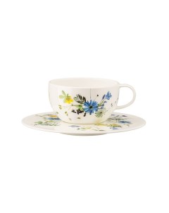 Чашка чайная с блюдцем Альпийские цветы 250 мл фарфор костяной Rosenthal